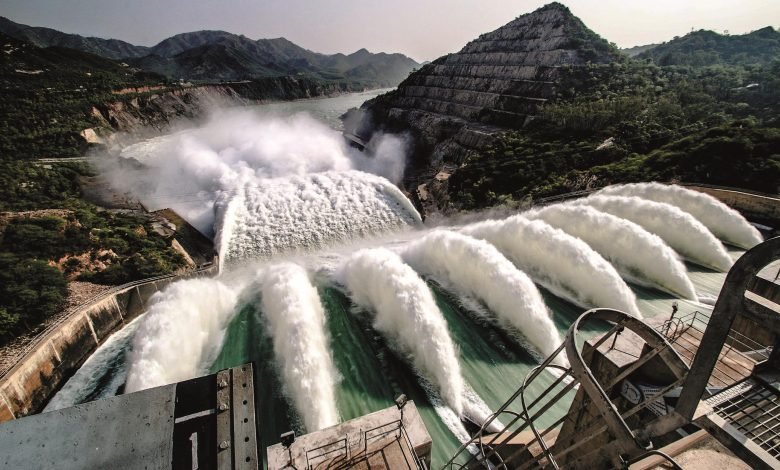 Water travelling through Tarbela Dam