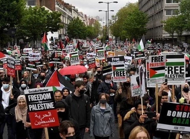 In Britain a fanatic drove to a rally in favor of Palestine