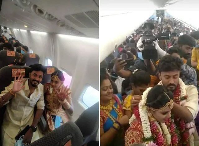 The couple got married during the flight to avoid Corona restrictions