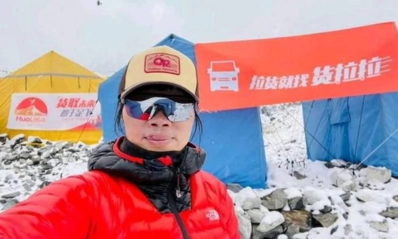 The female climber broke the record for climbing Mount Everest in the shortest time