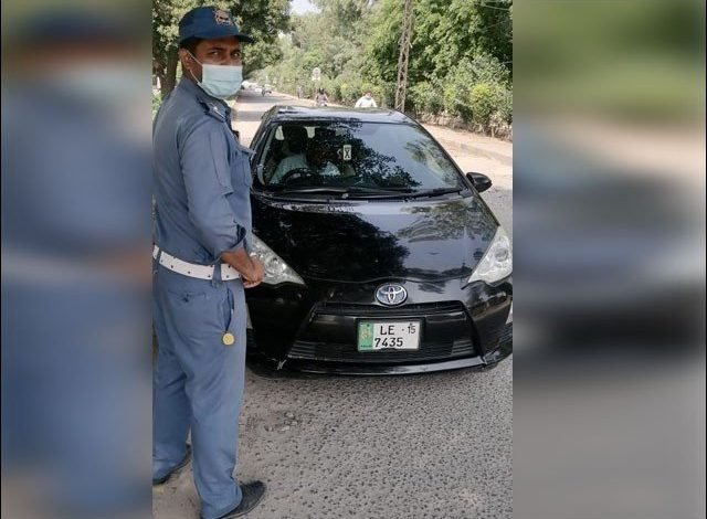 In Lahore, traffic police seized a vehicle violating traffic rules 74 times