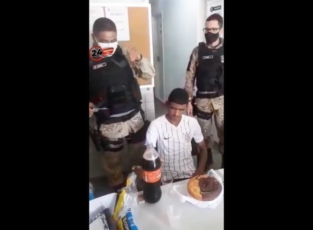 Police celebrated the thief's 18th birthday at the police station