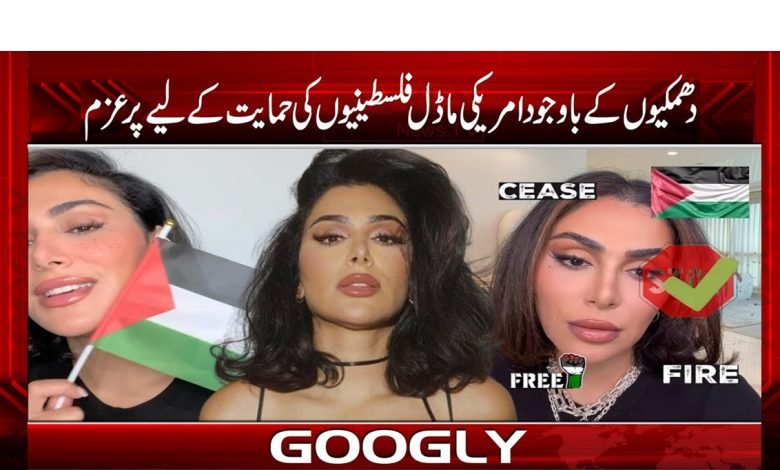دھمکیوں کے باوجود امریکی ماڈل فلسطینیوں کی حمایت کے لیے پرعزم 1 amerca 7
