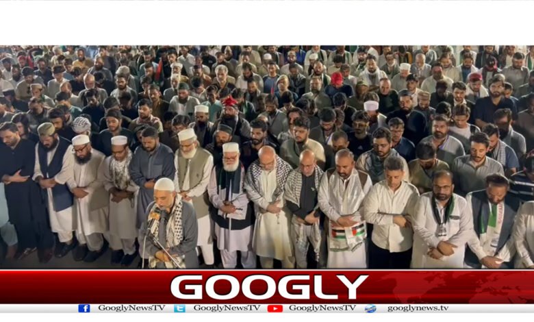 جماعت اسلامی کے دھرنے میں اسماعیل ہانیہ کی غائبانہ نمازجنازہ ادا 1 namazaa