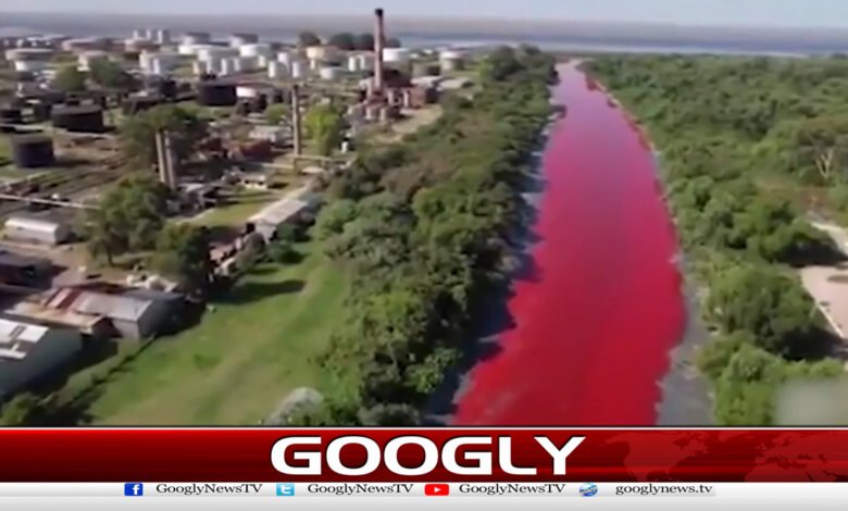 ارجنٹیا میں نہرکاپانی سرخ ہوگیا