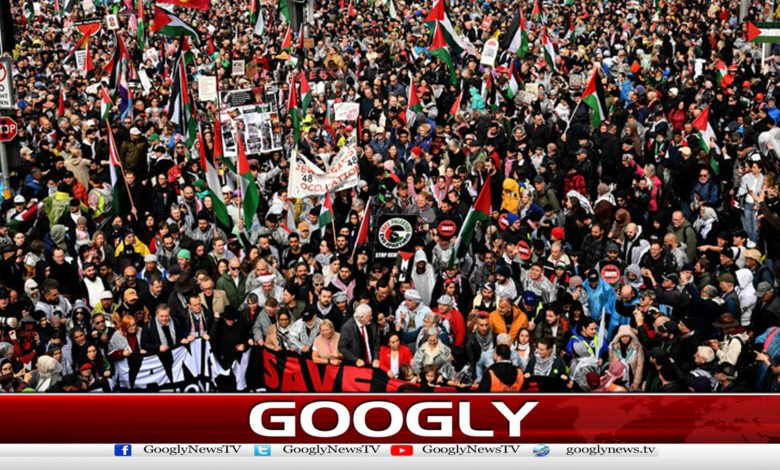Thousands of people took to the streets in Sydney in support of the Palestinians