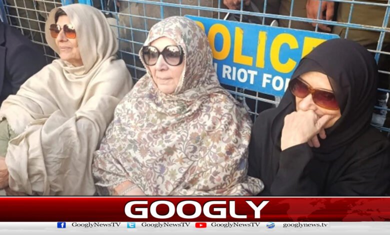 عمران خان سے ملاقات نہ ہونے پربہنوں کادھرنا،کارکنوں کی نعرے بازی 1 Sisters stage sit-in again after not meeting Imran Khan