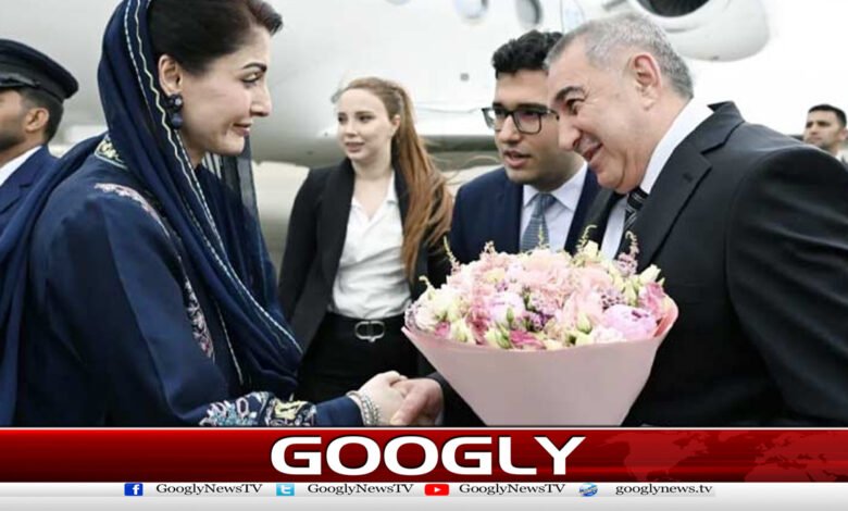 Maryam Nawaz arrives in Baku, the capital of Azerbaijan, along with a delegation