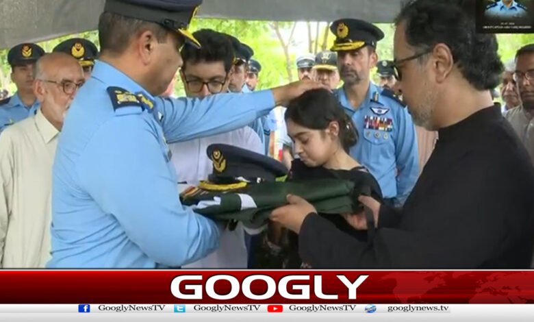Martyred Group Captain Asim Tariq laid to rest with military honors.