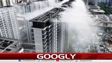 Artificial rain was generated from a building's rooftop in China.