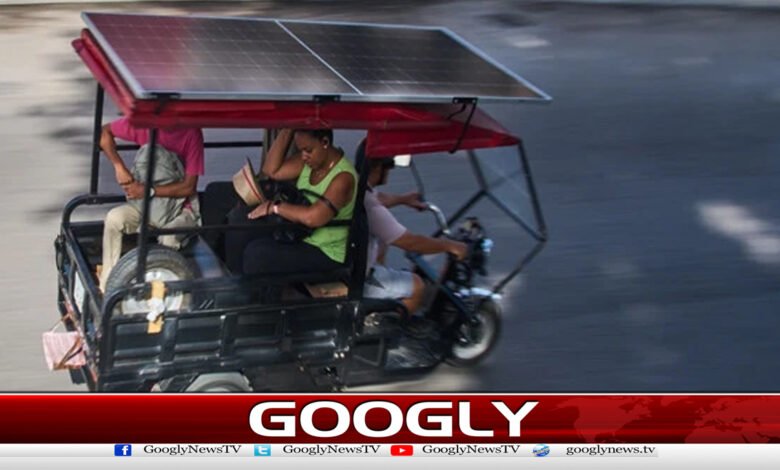 Solar-powered tricycles have become popular in Cuba.