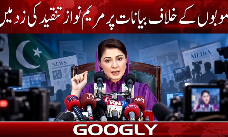 صوبوں کے خلاف بیانات پر مریم نواز تنقید کی زد میں 1 Maryam Nawaz under criticism for statements against provinces