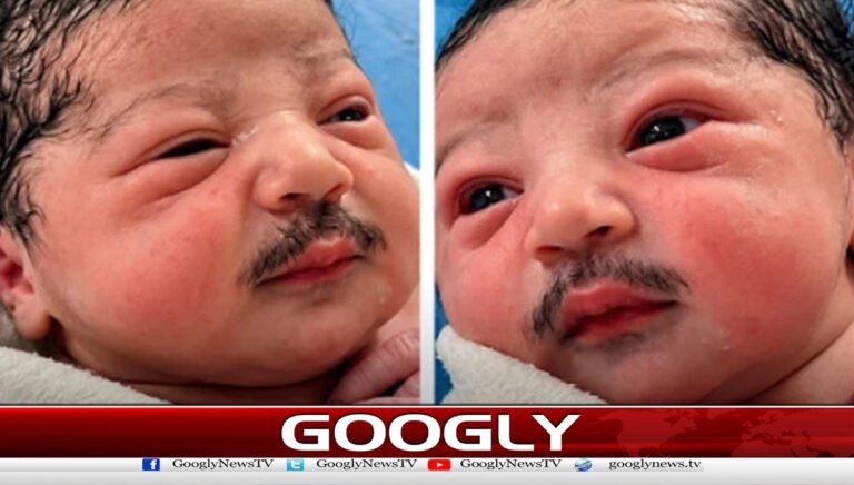 Newborn baby with thick mustache goes viral on social media