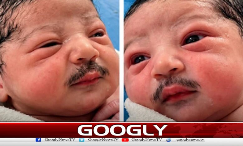 Newborn baby with thick mustache goes viral on social media